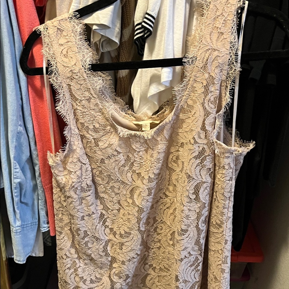 Adiva Lace Tank Top in Beige